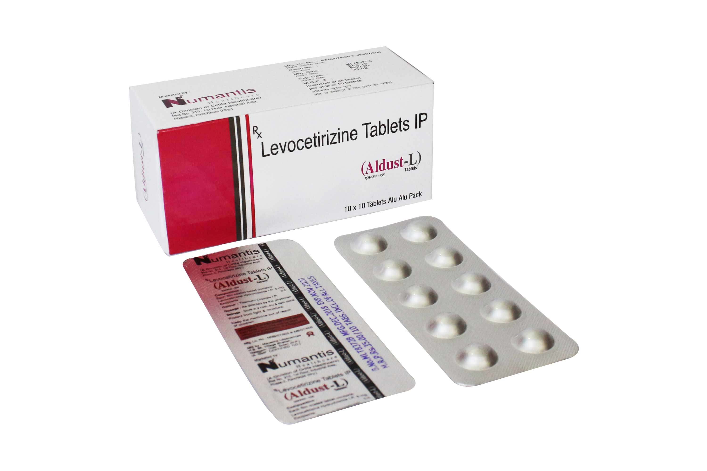 Product Name: Aldust L, Compositions of Aldust L are Levocetrizine Talets IP - Numantis Healthcare