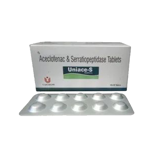 Product Name: UNIACE S, Compositions of UNIACE S are  Aceclofenac &  Serratiopeptidase Tablets - Unigrow Pharmaceuticals