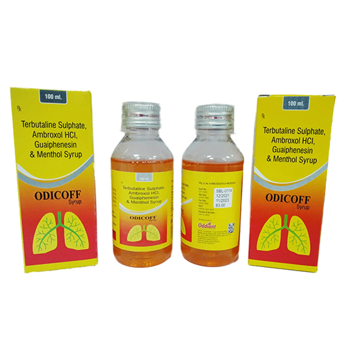 Product Name: Odicoff, Compositions of Odicoff are Terbutaline Sulphate, Ambroxol HCI, Guaiphenesin & Menthol Syrup - Oddiant Formulations