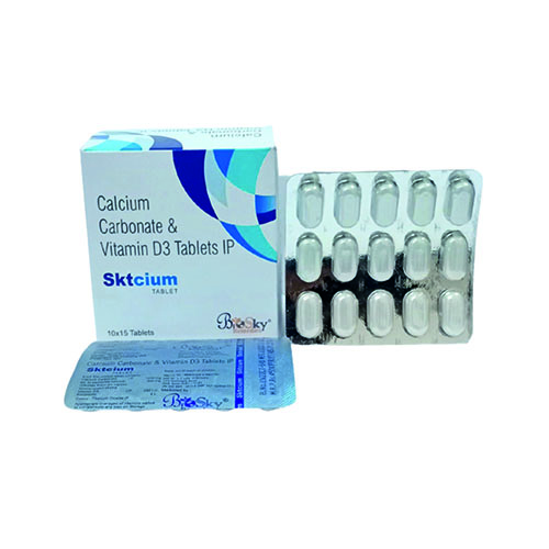 Product Name: Sktcium, Compositions of Sktcium are Calcium Carbonate &  Vitamin D3 Tablets IP - Biosky Remedies