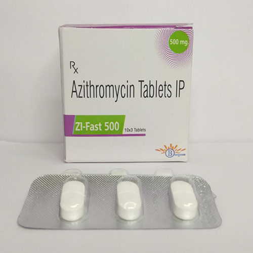 Product Name: ZI Fast 500, Compositions of ZI Fast 500 are AzithromicinTablets Ip - Burgeon Health Series Pvt Ltd