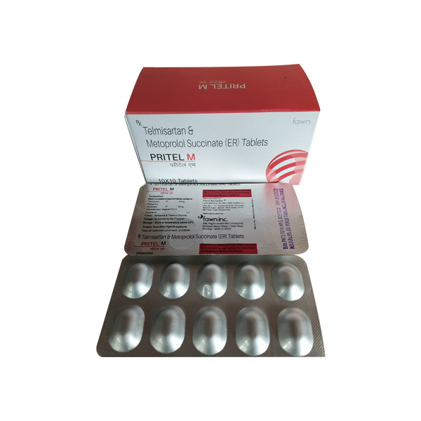 Product Name: PRITEL M, Compositions of PRITEL M are Telmisartan and Metoprolol (ER) (40mg+50mg) - Fawn Incorporation