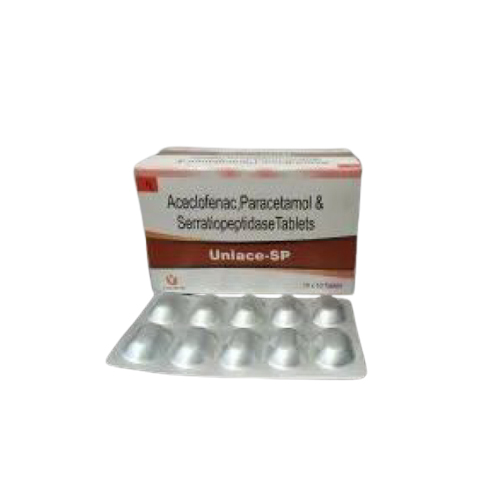 Product Name: Unicase SP, Compositions of Unicase SP are Aceclofenac Paracetamol &  Serratiopeptidase Tablets - Unigrow Pharmaceuticals