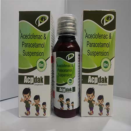 Product Name: Acpdak, Compositions of Acpdak are Aceclofenac & Paracetamol Suspension - Dakgaur Healthcare