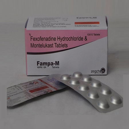 Product Name: Fampa M, Compositions of Fampa M are Fexofenadine Hydrochloride & Montelukast Tablets - Zegchem