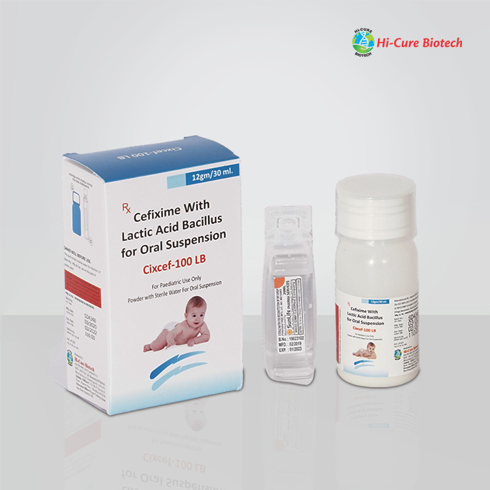 Product Name: CIXCEF 100LB, Compositions of CEFIXIME 100 MG  + LACTIC ACID WITH WATER are CEFIXIME 100 MG  + LACTIC ACID WITH WATER - Reomax Care