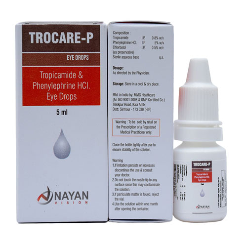 Product Name: Trocare P, Compositions of Trocare P are Tropicamide & Phenylephrine Hcl Eye Drops - Arlak Biotech