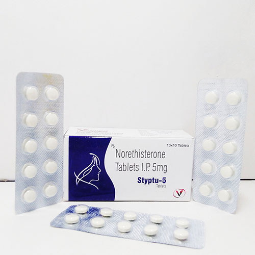 Product Name: Styptu 5, Compositions of Styptu 5 are Norethisterone Acetate 5 mg Tablets - Voizmed Pharma Private Limited