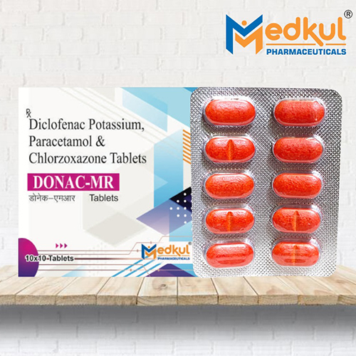 Product Name: Donac MR, Compositions of Donac MR are Diclofenac,Potassium,Paracetamol & Chlorzoxazone Tablets - Medkul Pharmaceuticals