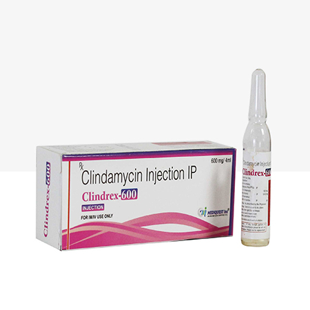 Product Name: CLINDREX 600, Compositions of Clindamycin Injection IP are Clindamycin Injection IP - Mediquest Inc