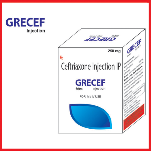 Product Name: Grecef 250, Compositions of Grecef 250 are Ceftriaxone Injection IP - Greef Formulations