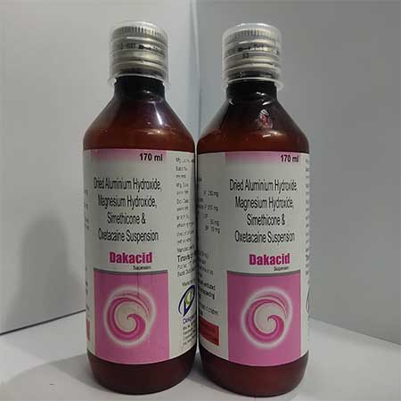Product Name: Dakacid, Compositions of Dakacid are Dried Aluminium Hydroxide Magnesium Hydroxide Simethicone Oxelacaine  Suspension - Dakgaur Healthcare
