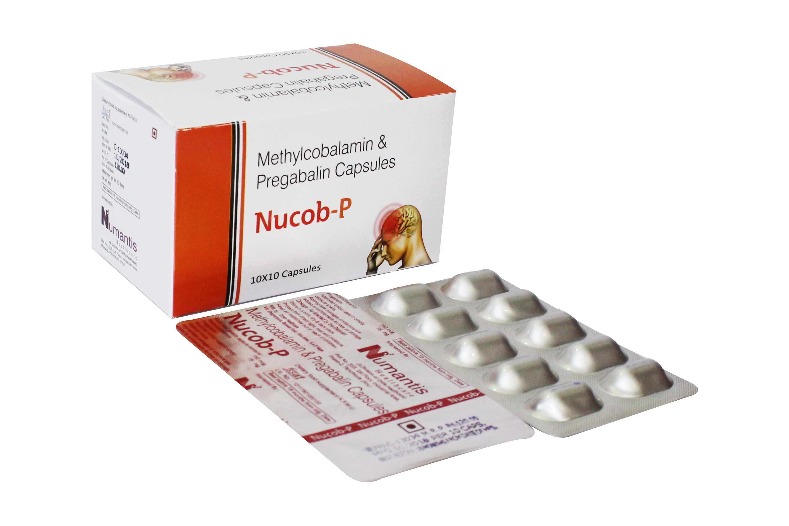 Product Name: Nucob P, Compositions of Nucob P are Methylcobalamin & Pregabalin Capsules - Numantis Healthcare