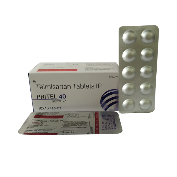 Product Name: PRITEL 40, Compositions of PRITEL 40 are Telmisartan I.P. 40 mg. - Fawn Incorporation