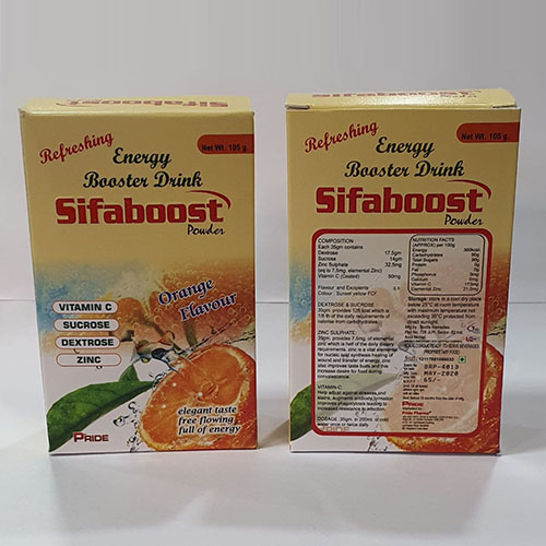 Product Name: Sifaboost, Compositions of Sifaboost are Energy Booster Drink - Pride Pharma