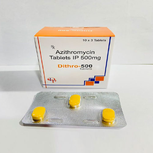 Product Name: Dithro 500, Compositions of Dithro 500 are Azithromycin Tablets IP 500 mg - Disan Pharma