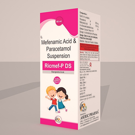 Product Name: Ricmef P DS, Compositions of Ricmef P DS are Mefenamic Acid & Paracetamol Suspension - Aseric Pharma