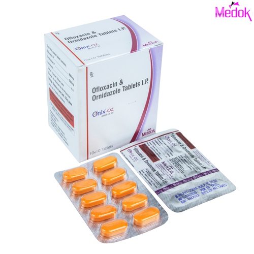 Product Name: Onix OZ, Compositions of Onix OZ are Ofloxacin & Ornidazole tablets IP  - Medok Life Sciences Pvt. Ltd