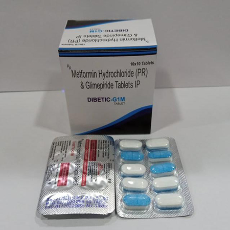 Product Name: Dibetic G1M, Compositions of Dibetic G1M are Metformin Hydrochloride (PR) and Glimepiride Tablets IP - Safe Life Care