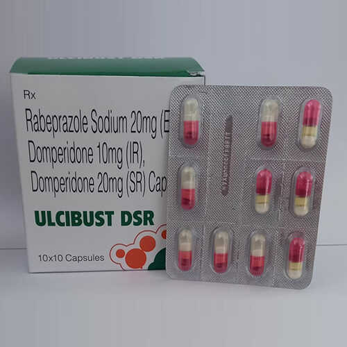 Product Name: Ulcibest DSR, Compositions of Ulcibest DSR are Rabeprazole Sodium (EC) & Domeperidone (SR) Capsules - Macro Labs Pvt Ltd