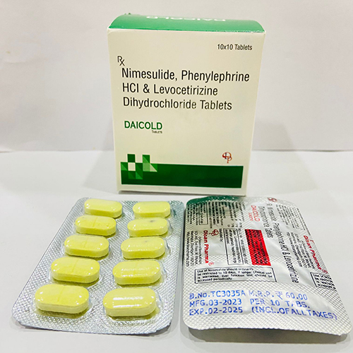 Product Name: Diacold, Compositions of Diacold are Nimesulide Phenylpherine HCL and Levocetirizine Dihydrochloride Tablets - Disan Pharma