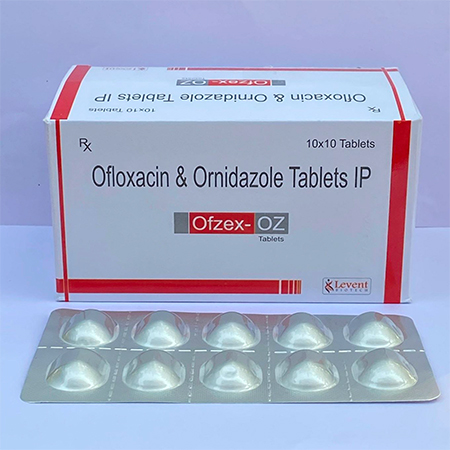 Product Name: Ofzex OZ, Compositions of Ofzex OZ are Ofloxacin & Ornidazole Tablets  IP - Levent Biotech Pvt. Ltd