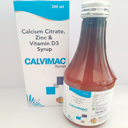 Product Name: Calvimac, Compositions of Calvimac are Calcium Citrate & Vitamin D3 Syrup - Macro Labs Pvt Ltd