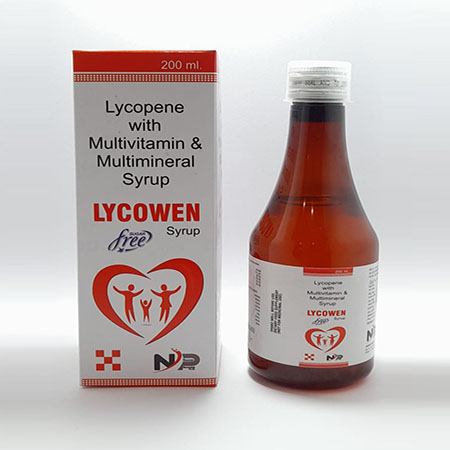 Product Name: Lycowen, Compositions of Lycowen are Lycopene with Multivitamin & Multimineral Syrup - Noxxon Pharmaceuticals Private Limited