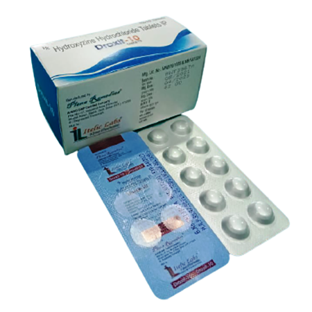 Product Name: DROXIT 10, Compositions of DROXIT 10 are Hydroxyzine Hydrochloride Tablets IP - Itelic Labs