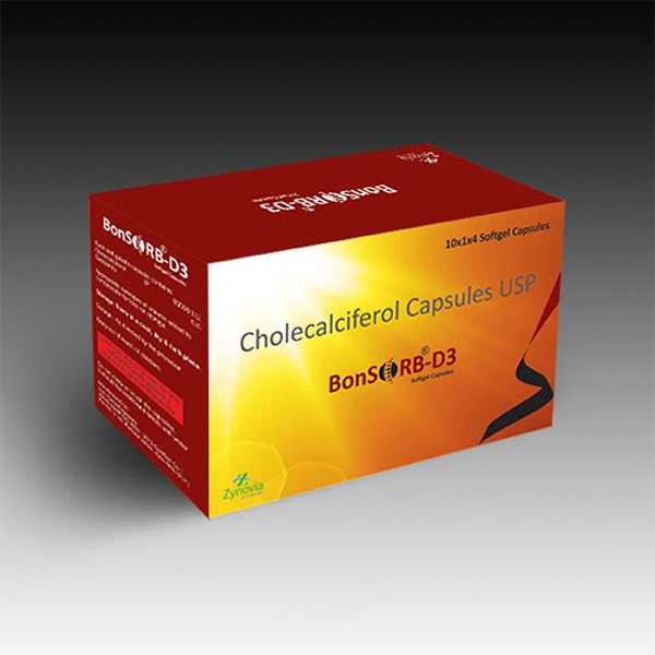Product Name: Bonsorb D3, Compositions of are Cholecalciferol Capsules USP - Zynovia Lifecare