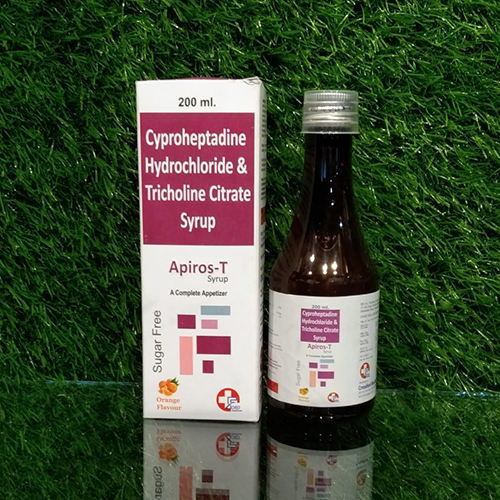 Product Name: Apiros T, Compositions of Apiros T are Cyproheptadine Hydrochloride And Tricholine Citrate Syrup - Crossford Healthcare