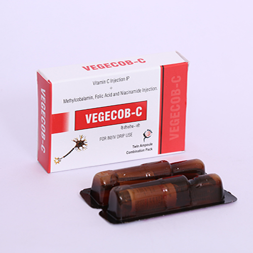 Product Name: VEGECOB C, Compositions of VEGECOB C are Methylcobalamin, Folic Acid and Niacinamide Injection - Biomax Biotechnics Pvt. Ltd