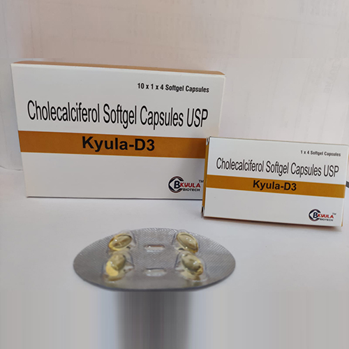 Product Name: Kyula D3, Compositions of Kyula D3 are Cholecalciferol Softgel Capsules USP - Bkyula Biotech