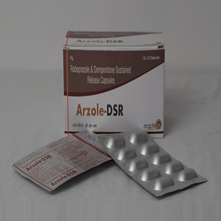 Product Name: Arzole DSR, Compositions of Arzole DSR are Rabeprazole Sodium & Domeperidone Sustained Release Capsules - Zegchem