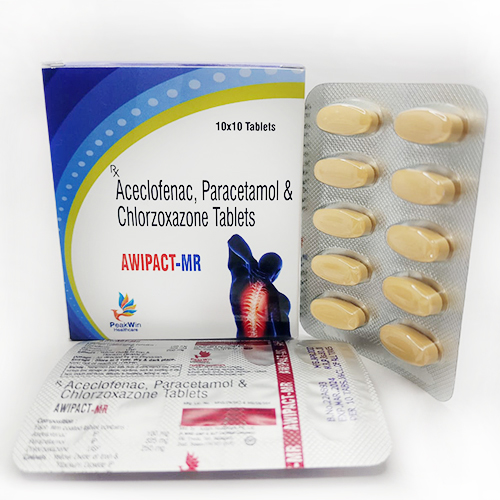 Product Name: Awipact Mr, Compositions of Awipact Mr are Aceclofenac,Paracetamol & Chlorzoxazone Tablets - Peakwin Healthcare