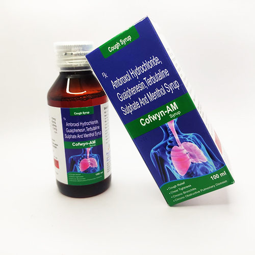 Product Name: Cofwyn Am, Compositions of Cofwyn Am are Ambroxal Hydrochloride GuaiPhenesin Tarbutaline sulphate  & Methol Syrup - Peakwin Healthcare