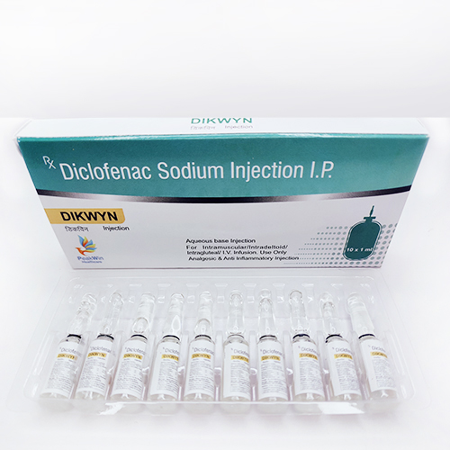 Product Name: Dikwyn, Compositions of Dikwyn are Diclofenac Sodium Injection IP - Peakwin Healthcare