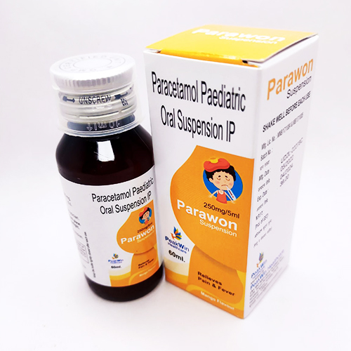 Product Name: Parawon, Compositions of Parawon are Paracetamol Peadiatric Oral Suspension IP - Peakwin Healthcare