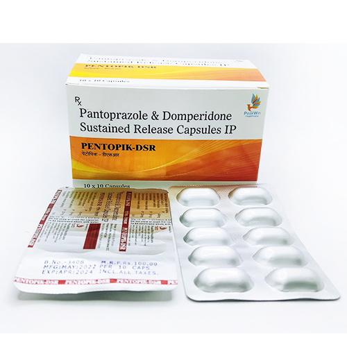 Product Name: Pentopik Dsr, Compositions of Pentopik Dsr are Pentoprazole & Domperidone Sustained Released Capsules IP - Peakwin Healthcare