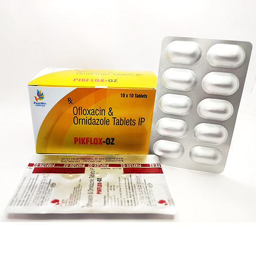 Product Name: Pikflox Oz, Compositions of Pikflox Oz are Ofloxacin,Ornidazole Tablets Ip - Peakwin Healthcare