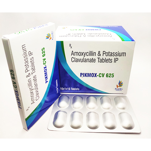 Product Name: Pikmox Cv 625, Compositions of Pikmox Cv 625 are Amoxycillin & Potassium Clavulanate Tablets Ip - Peakwin Healthcare