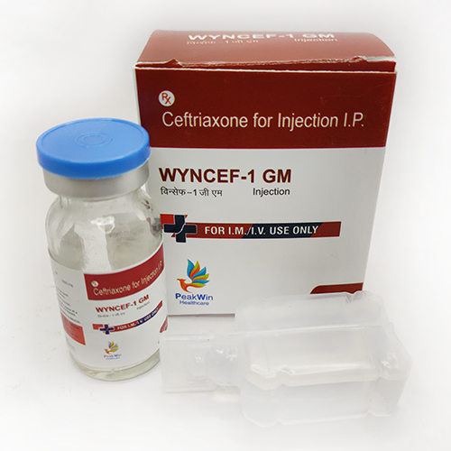 Product Name: Wyncef 1 mg, Compositions of Wyncef 1 mg are Ceftriaxone For Injecton Ip - Peakwin Healthcare