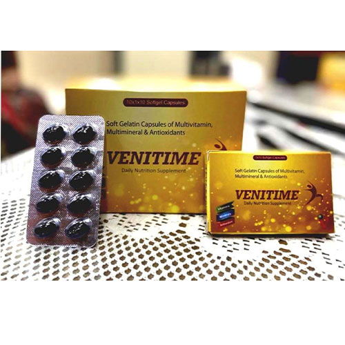 Product Name: Venitime, Compositions of Venitime are Soft Geletin Capsules of multivitamin multimineral & antioxidants - Venix Global Care Private Limited