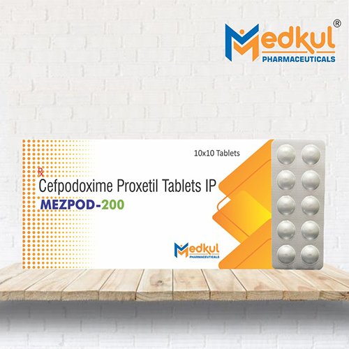 Product Name: Mezpod 200, Compositions of Mezpod 200 are Cefpodoxime Proxtil Tablets IP - Medkul Pharmaceuticals