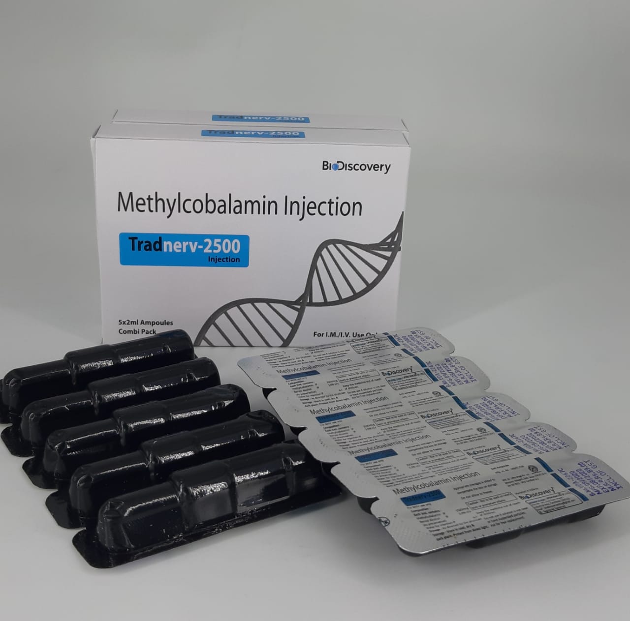 Product Name: Tradnerv 2500, Compositions of Tradnerv 2500 are Methylcobalamin Injection - Biodiscovery Lifesciences Pvt Ltd