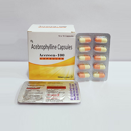 Product Name: Acereen 100, Compositions of Acereen 100 are Acebrophylline Capsules - Abigail Healthcare
