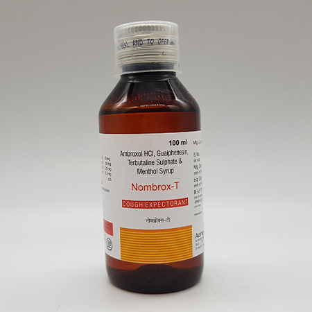 Product Name: Nombrox T, Compositions of Nombrox T are Ambroxol HCL, Terbutaline Sulphate, Guaiphenesin ,Menthol  - Acinom Healthcare