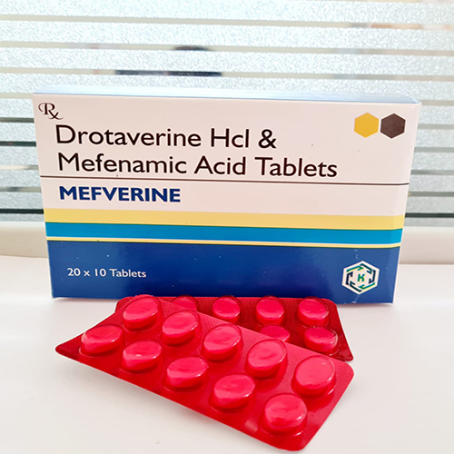 Product Name: Mefverine, Compositions of are Drotaverine Hcl & Mefenamic Acid Tablets - Kriti Lifesciences