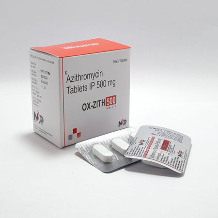 Product Name: Ox Zith 500, Compositions of Ox Zith 500 are AzithromicinTablets Ip 500 mg - Noxxon Pharmaceuticals Private Limited