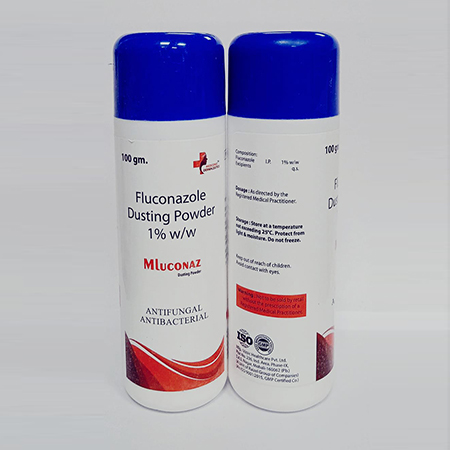 Product Name: Mluconaz, Compositions of Mluconaz are Fluconazole 1% w/w Dusting Powder - Ronish Bioceuticals